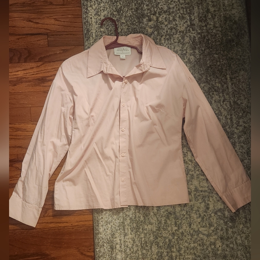 Rose Pink Cotton Button Down From Anthro